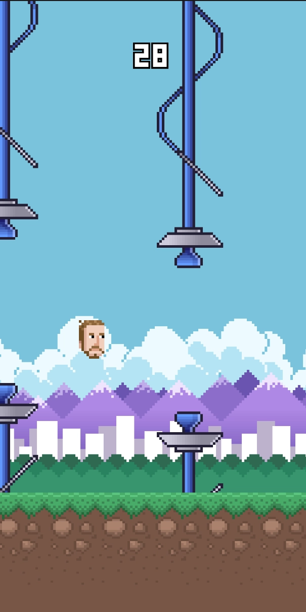 Screenshot: FlappyMax, a Flappy Bird parody made in Unity